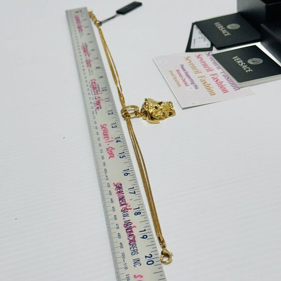 NIB Versace Men Medusa Head Pendant Gold Tone Triple Multi Chain Necklace $750 - Picture 10 of 11